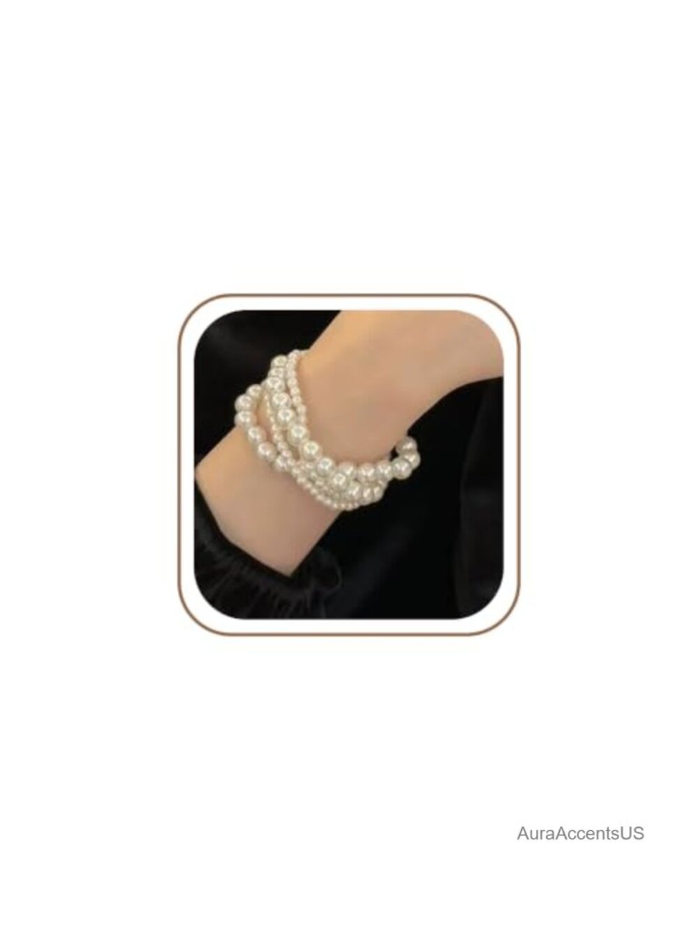 Layered Pearl Bracelet for Women, Adjustable Chunky Strand
